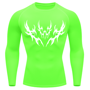 Camiseta Longa Compressão Proteção UV Cyber Tribal Vetorial Rash Guard