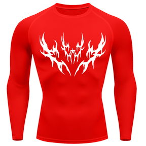 Camiseta Longa Compressão Proteção UV Cyber Tribal Vetorial Rash Guard
