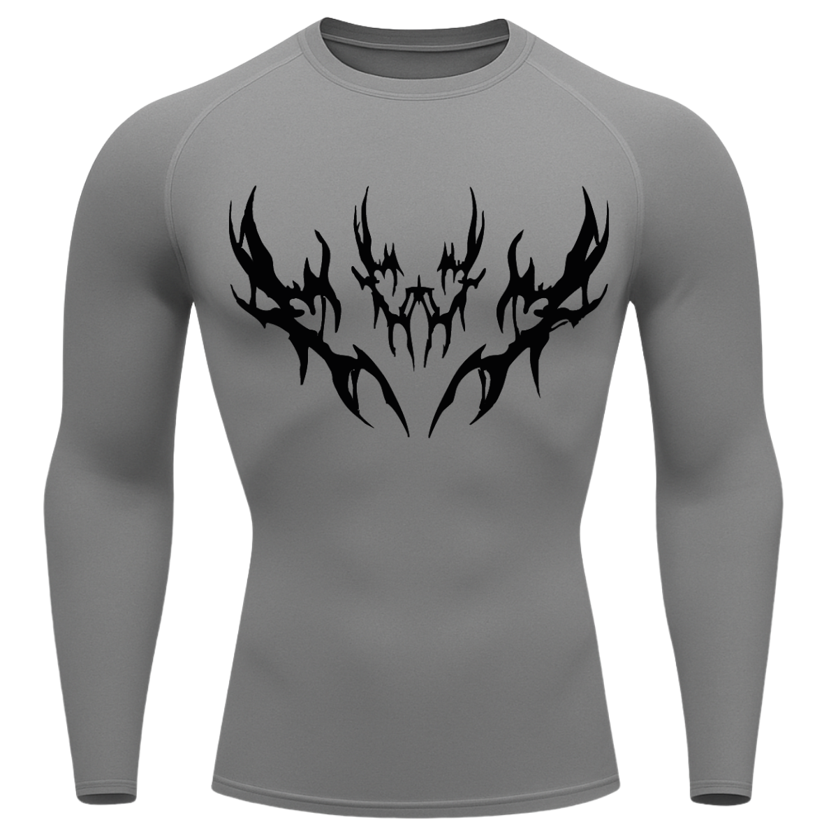 Camiseta Longa Compressão Proteção UV Cyber Tribal Vetorial Rash Guard