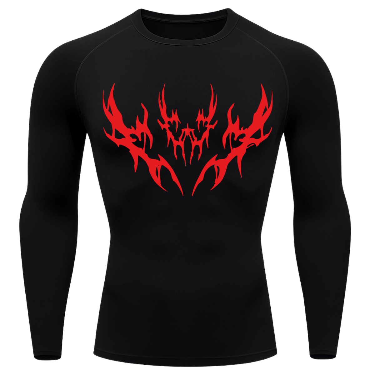 Camiseta Longa Compressão Proteção UV Cyber Tribal Vetorial Rash Guard