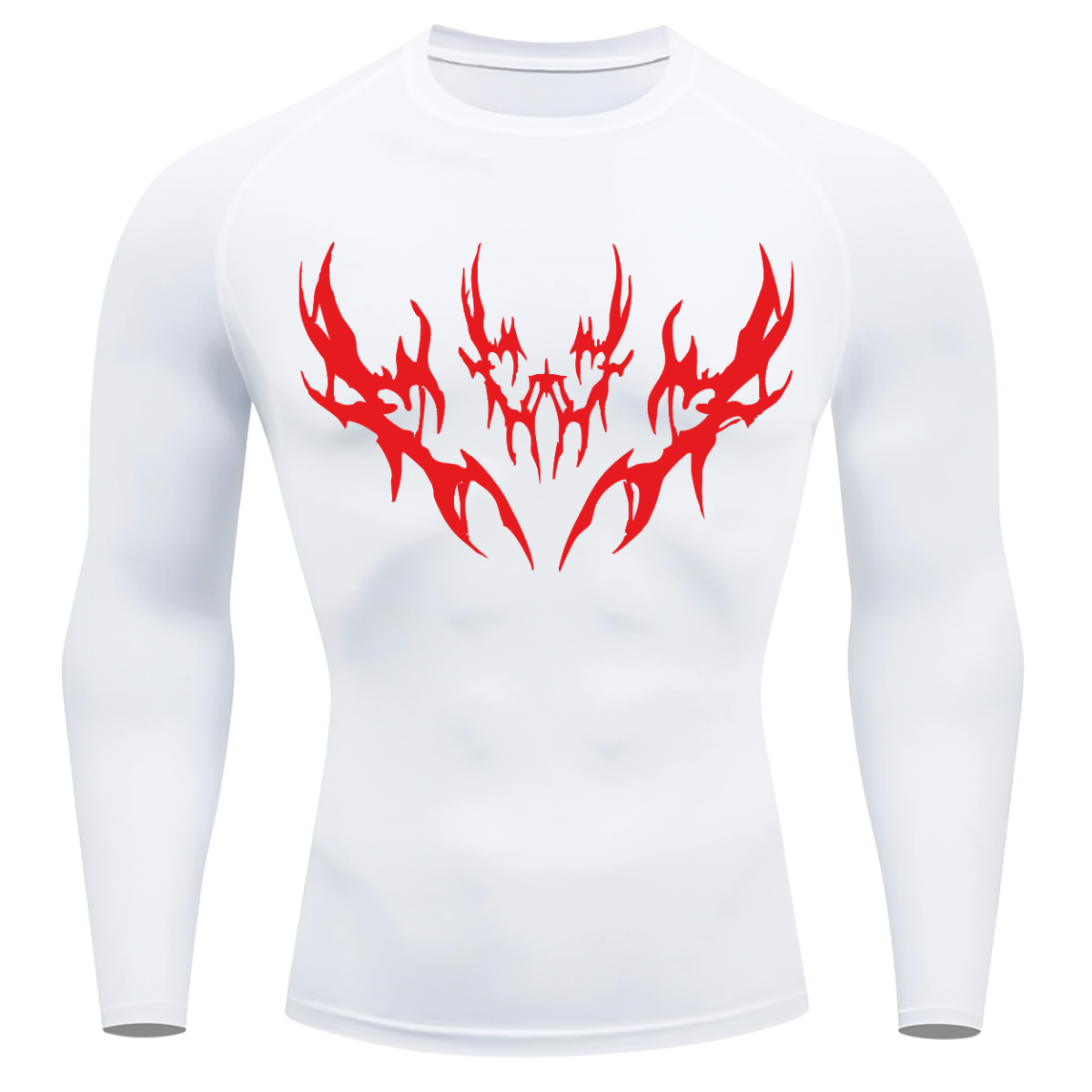Camiseta Longa Compressão Proteção UV Cyber Tribal Vetorial Rash Guard