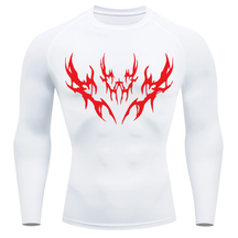 Camiseta Longa Compressão Proteção UV Cyber Tribal Vetorial Rash Guard