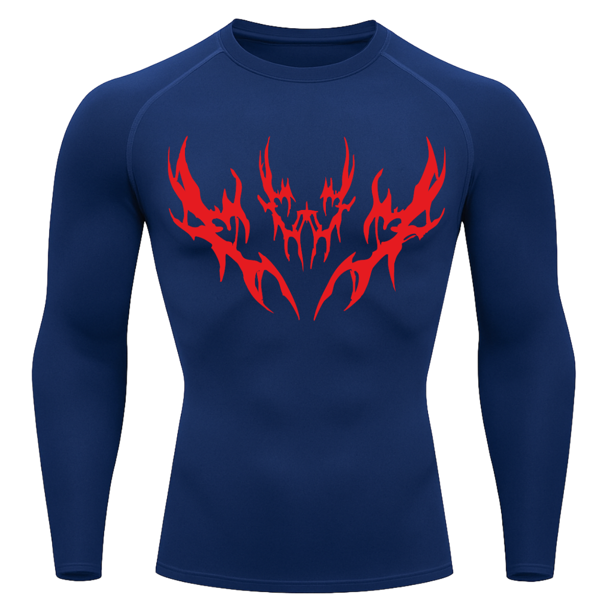 Camiseta Longa Compressão Proteção UV Cyber Tribal Vetorial Rash Guard