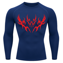 Camiseta Longa Compressão Proteção UV Cyber Tribal Vetorial Rash Guard