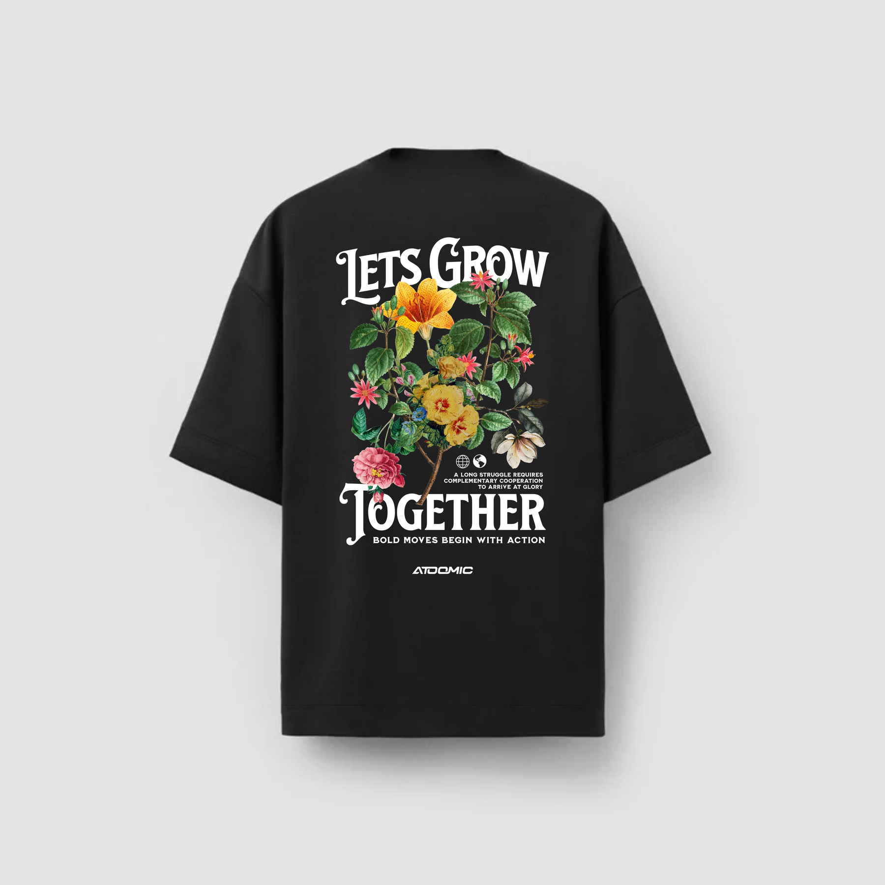 FLOWER 04 - Camisa Masculina Oversized Premium 20.1 LETS GROW TOGETHER