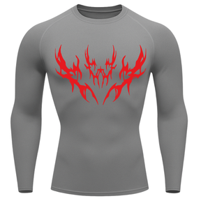 Camiseta Longa Compressão Proteção UV Cyber Tribal Vetorial Rash Guard