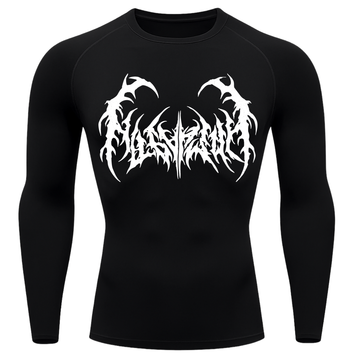 Camiseta Longa Compressão Proteção UV  Cyber Tribal Dark Metal Rash Guard