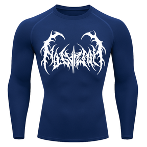 Camiseta Longa Compressão Proteção UV  Cyber Tribal Dark Metal Rash Guard