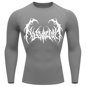 Camiseta Longa Compressão Proteção UV  Cyber Tribal Dark Metal Rash Guard