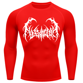 Camiseta Longa Compressão Proteção UV  Cyber Tribal Dark Metal Rash Guard