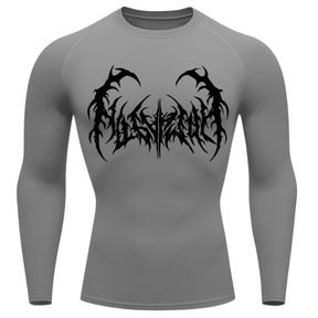 Camiseta Longa Compressão Proteção UV  Cyber Tribal Dark Metal Rash Guard