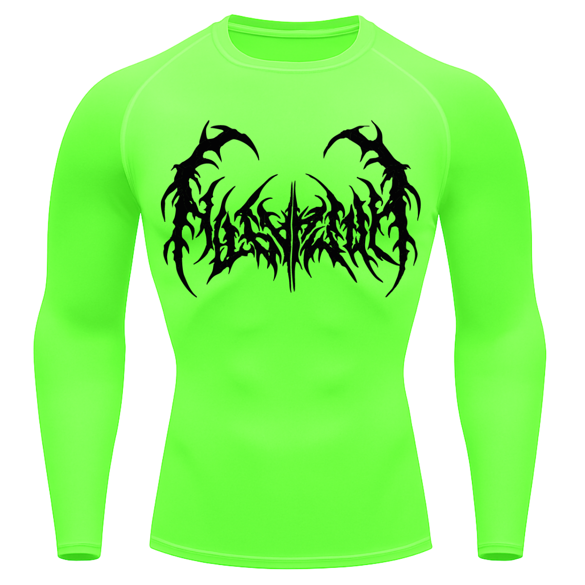 Camiseta Longa Compressão Proteção UV  Cyber Tribal Dark Metal Rash Guard