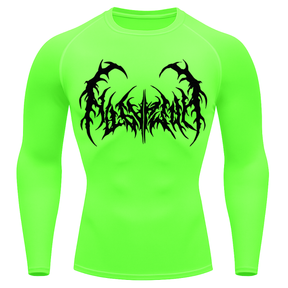 Camiseta Longa Compressão Proteção UV  Cyber Tribal Dark Metal Rash Guard