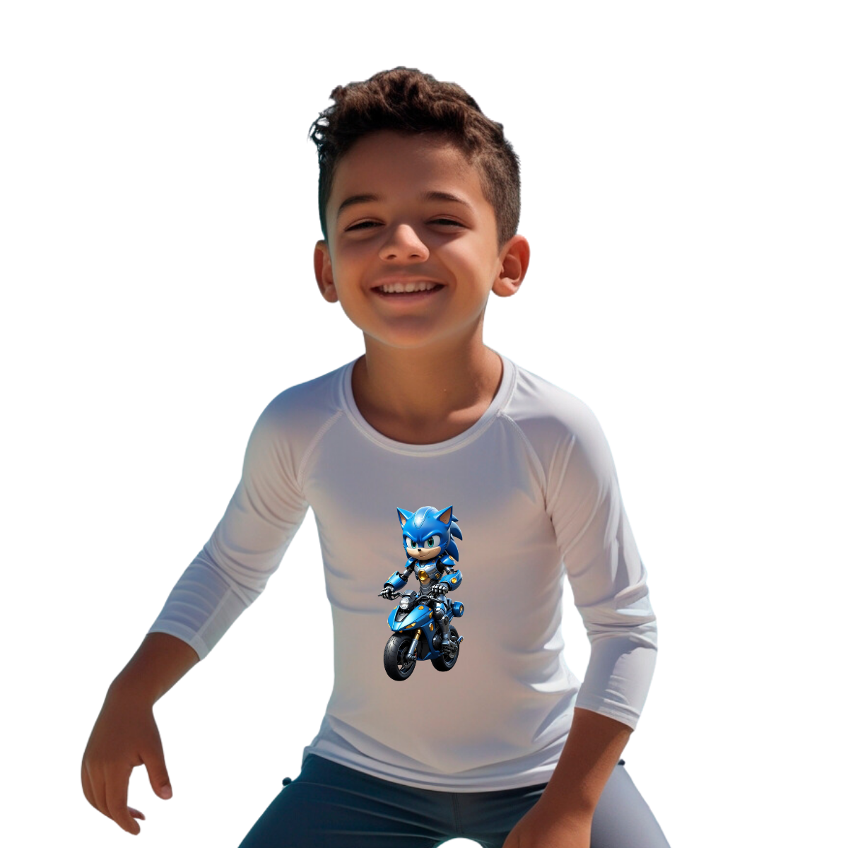 Camiseta Sonic Motoqueiro Radical O Mais Veloz Térmica Juvenil Infantil Proteção Solar Uv 50+ Estampada - 17