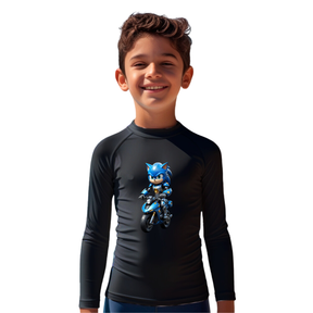 Camiseta Sonic Motoqueiro Radical O Mais Veloz Térmica Juvenil Infantil Proteção Solar Uv 50+ Estampada - 17