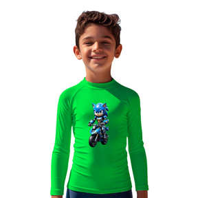 Camiseta Sonic Motoqueiro Radical O Mais Veloz Térmica Juvenil Infantil Proteção Solar Uv 50+ Estampada - 17