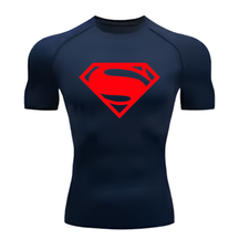 Camisa Compressão Proteção Uv 50+ Estampada Tecido Gelado Segunda Pele Manga Curta Super Man Super Homem Rash Guard