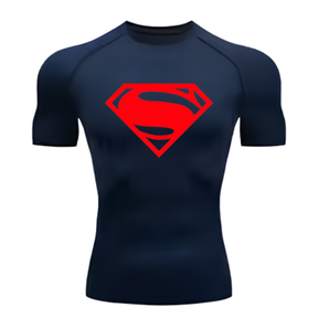 Camisa Compressão Proteção Uv 50+ Estampada Tecido Gelado Segunda Pele Manga Curta Super Man Super Homem Rash Guard