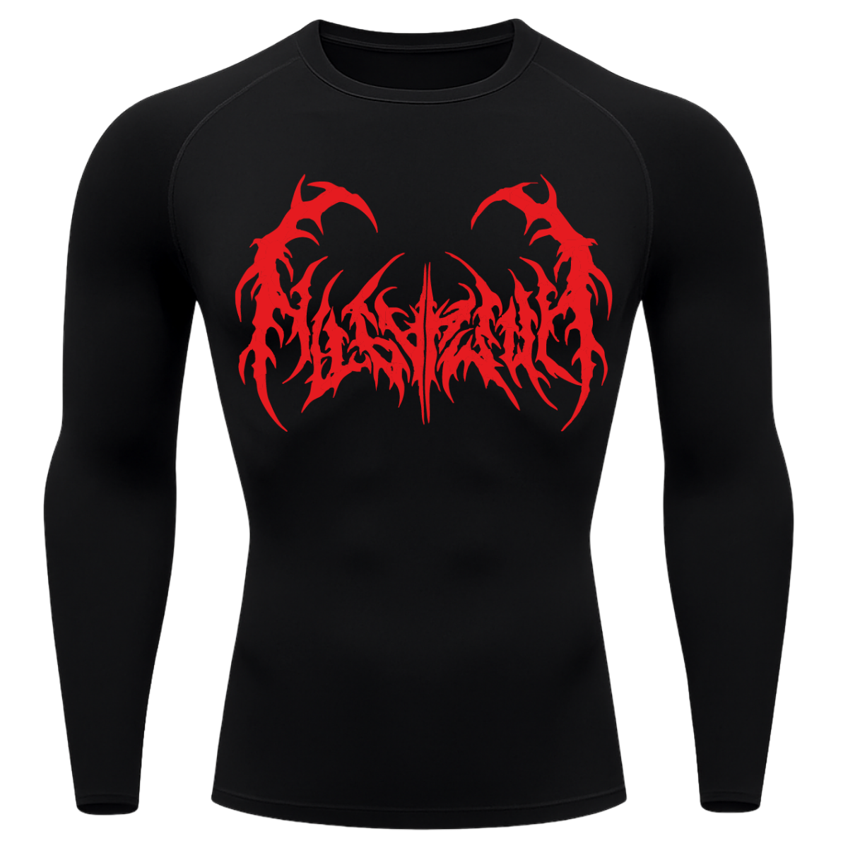 Camiseta Longa Compressão Proteção UV  Cyber Tribal Dark Metal Rash Guard
