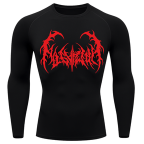 Camiseta Longa Compressão Proteção UV  Cyber Tribal Dark Metal Rash Guard