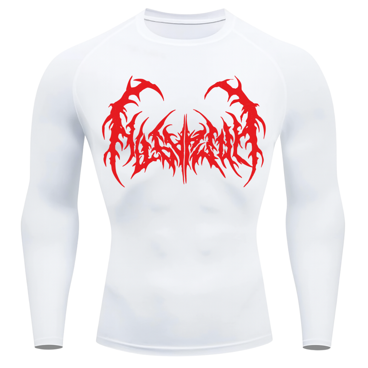 Camiseta Longa Compressão Proteção UV  Cyber Tribal Dark Metal Rash Guard