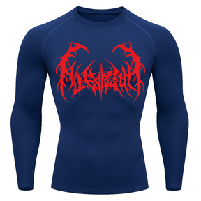 Camiseta Longa Compressão Proteção UV  Cyber Tribal Dark Metal Rash Guard
