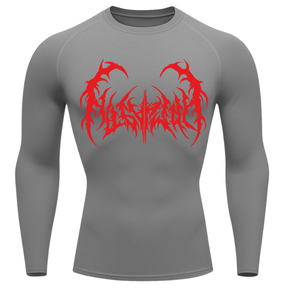 Camiseta Longa Compressão Proteção UV  Cyber Tribal Dark Metal Rash Guard