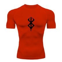 Camisa Compressão Proteção Uv 50+ Estampada Tecido Gelado Segunda Pele Manga Curta Símbolo Berserk
