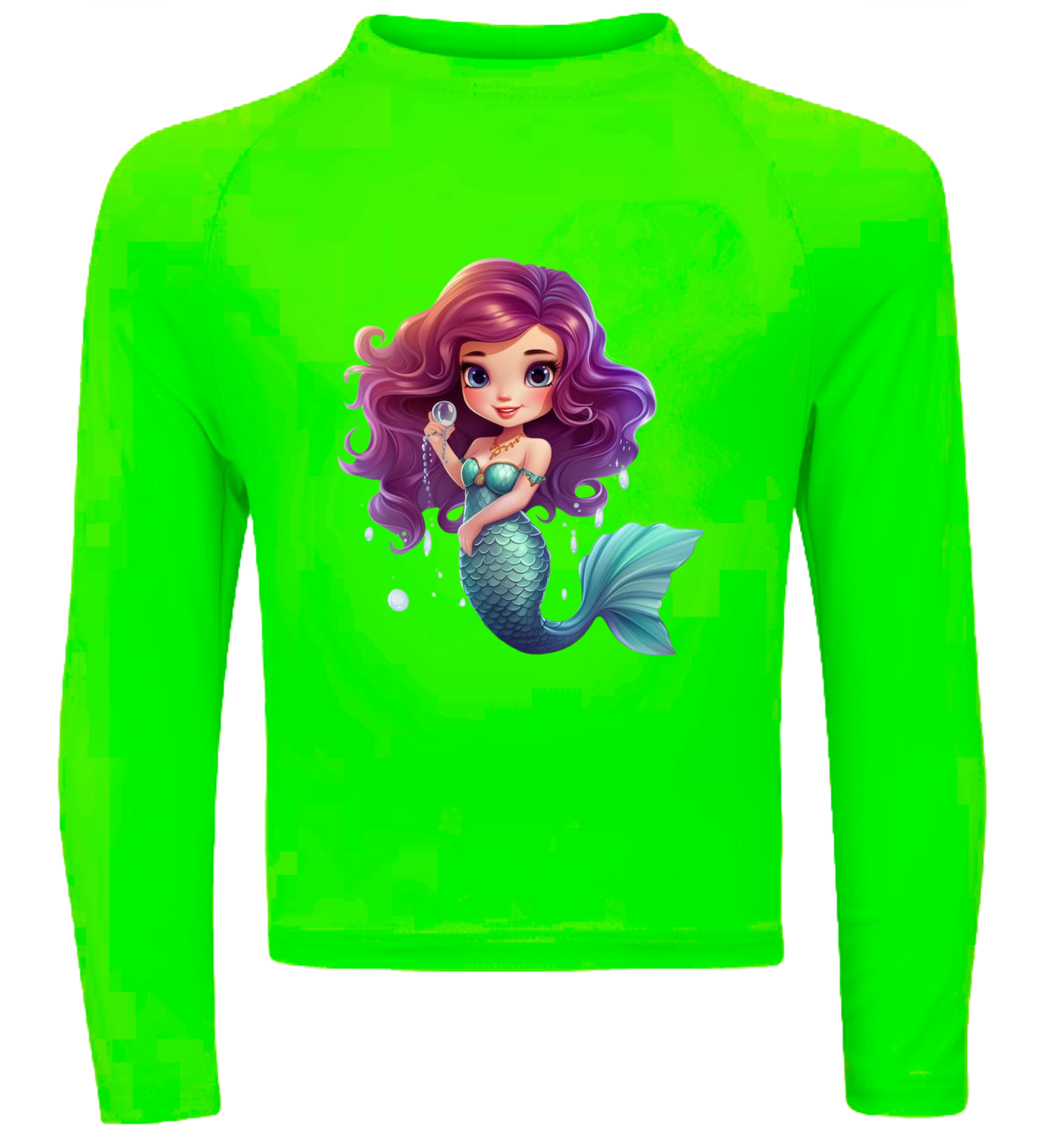 Camiseta Sereia Fofa Colorida Térmica Juvenil Infantil Proteção Solar Uv 50+ Estampada - 01