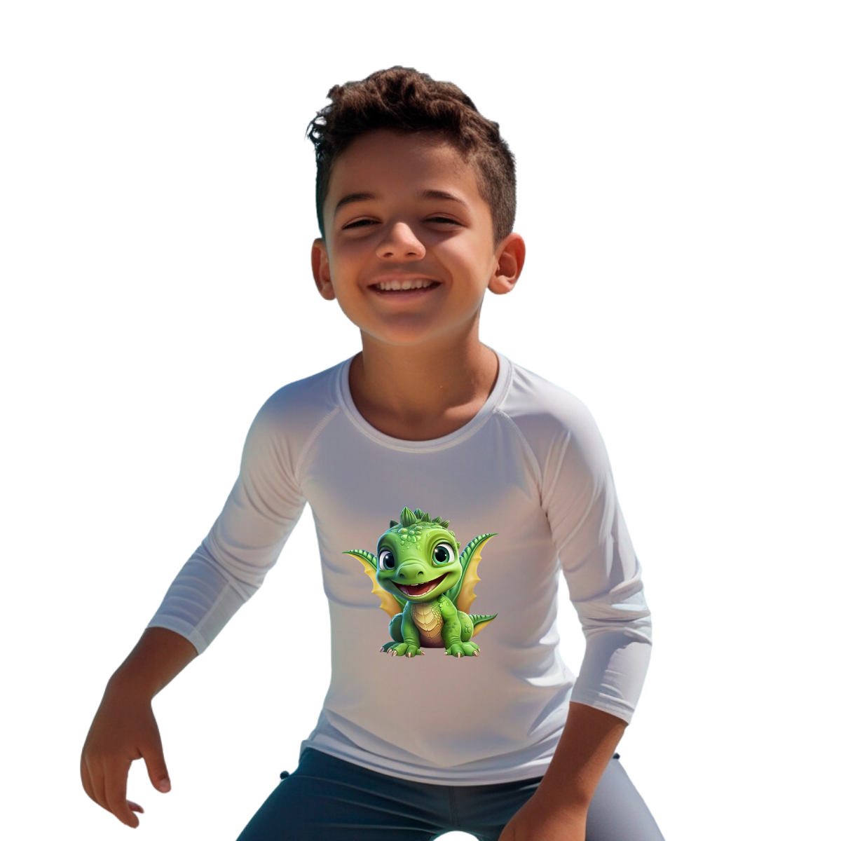 Camiseta Dragão Fofo Sorrindo Térmica Juvenil Infantil Proteção Solar Uv 50+ Estampada - 18