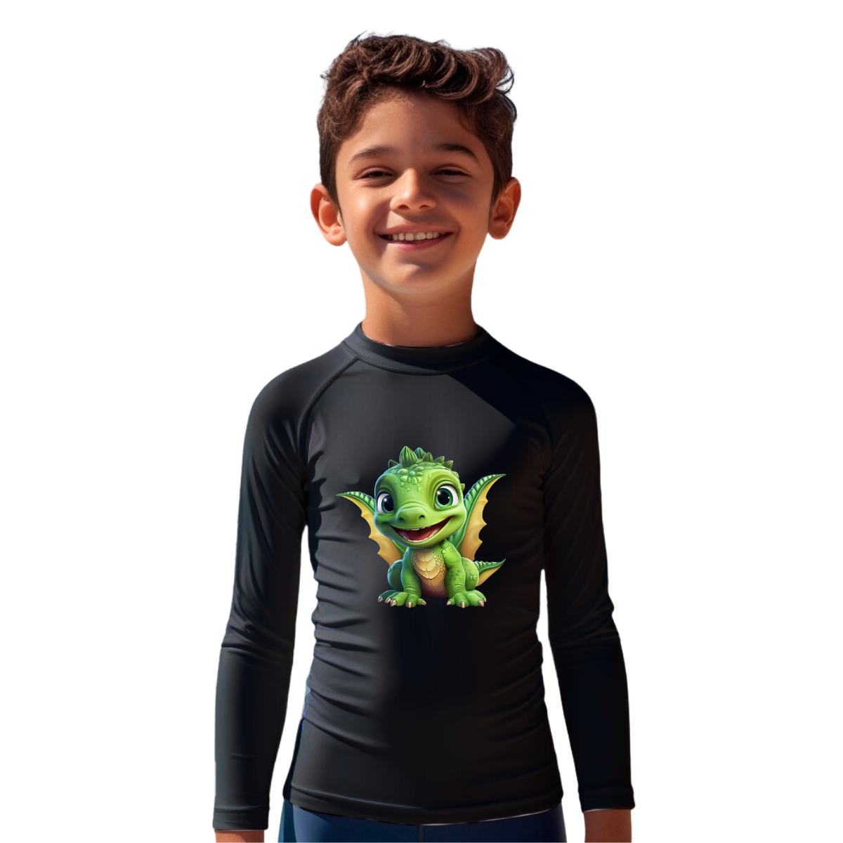 Camiseta Dragão Fofo Sorrindo Térmica Juvenil Infantil Proteção Solar Uv 50+ Estampada - 18