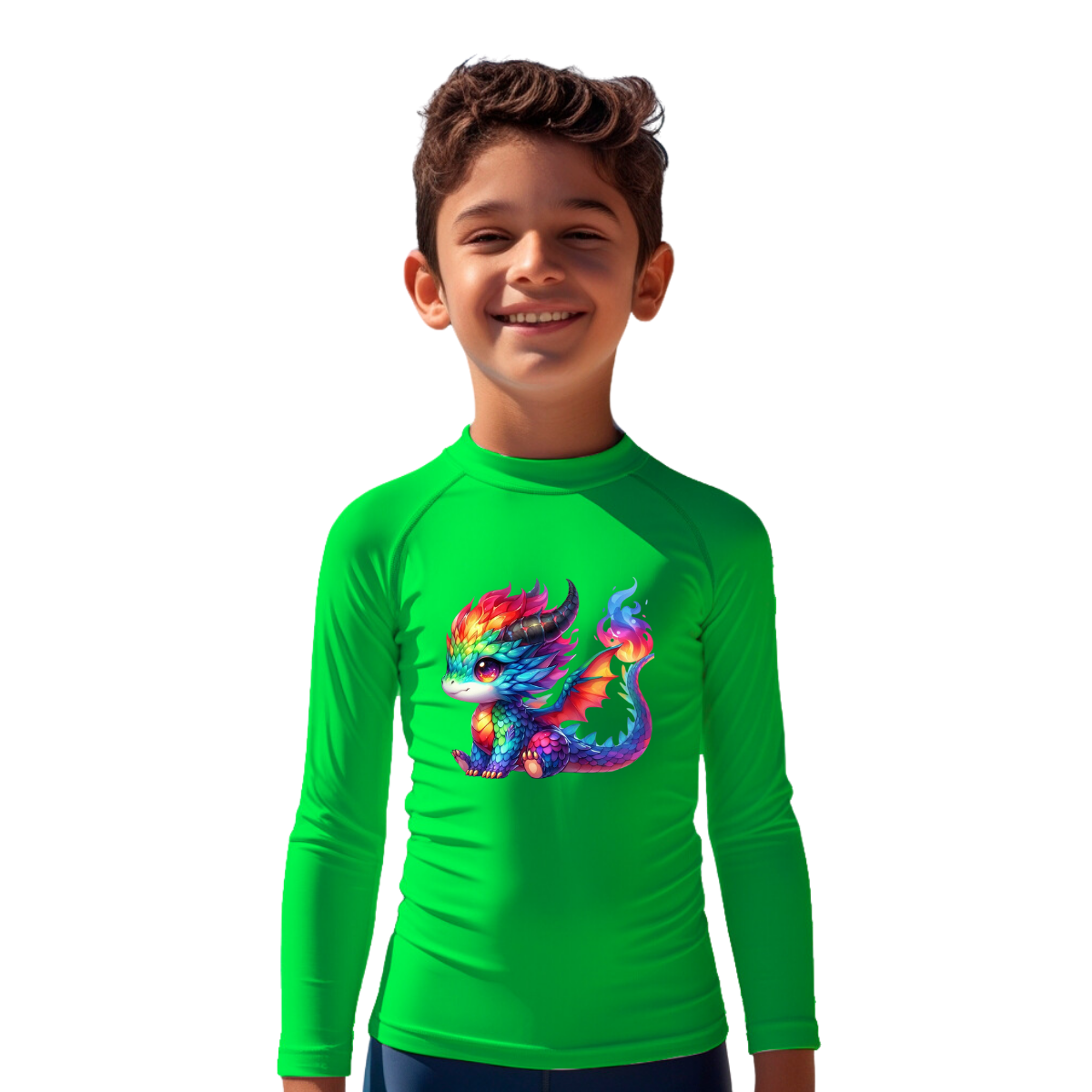 Camiseta Dragão Colorido Fofo Térmica Juvenil Infantil Proteção Solar Uv 50+ Estampada - 19