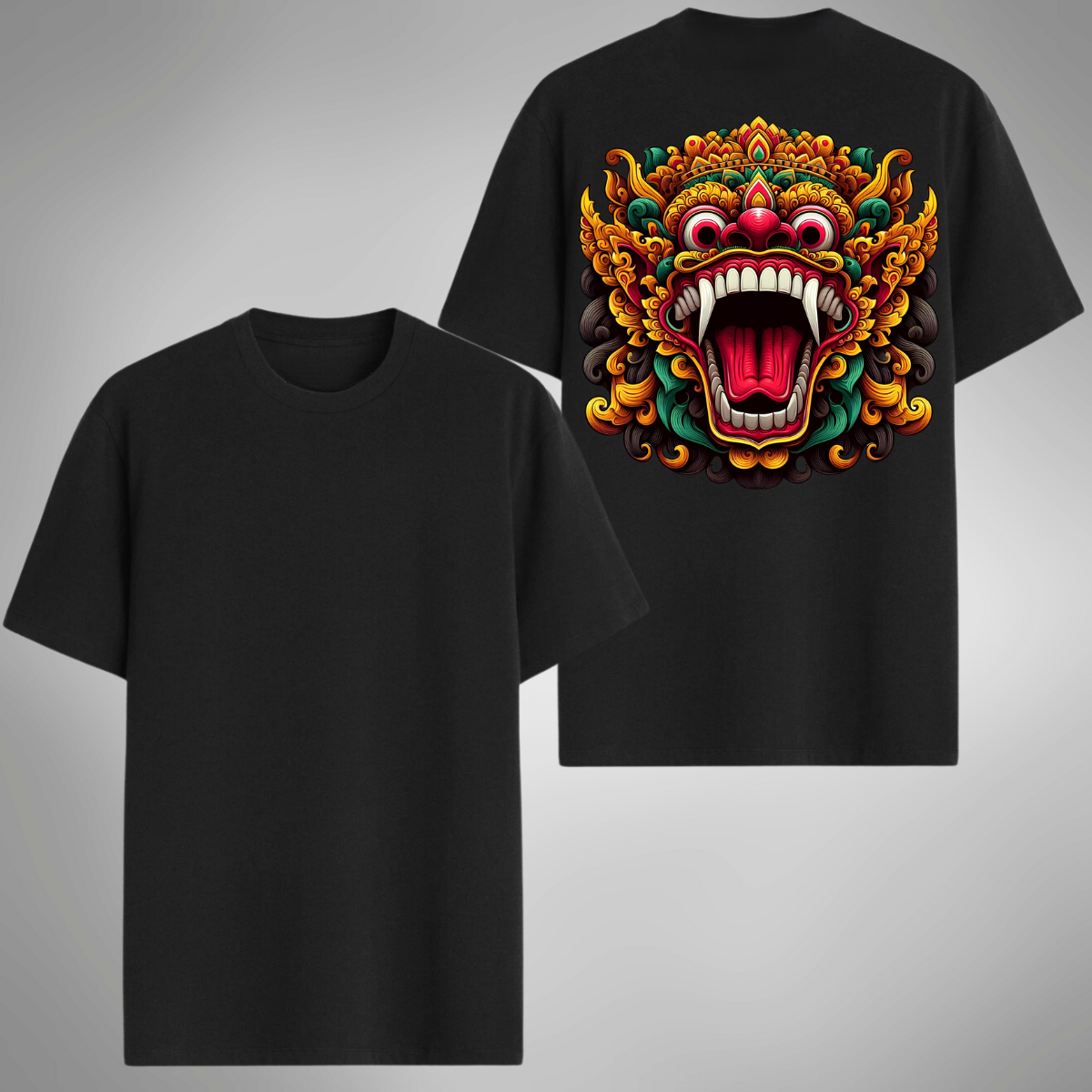 Camiseta Regular Unissex Tatto Barong Bali Rei Casual Algodão 30.1 BARONG - 01