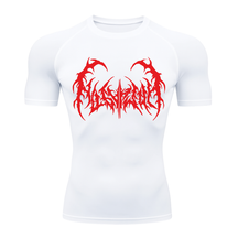 Camiseta Curta Compressão Proteção UV Cyber Tribal Dark Metal Rash Guard