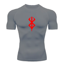 Camisa Compressão Proteção Uv 50+ Estampada Tecido Gelado Segunda Pele Manga Curta Símbolo Berserk