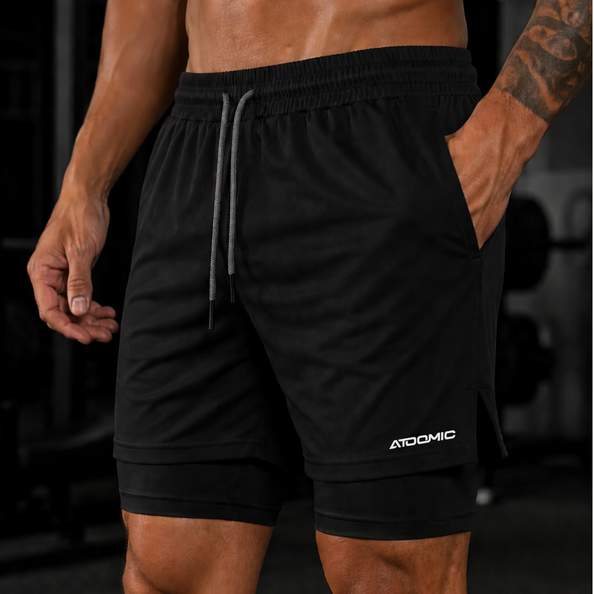 Shorts Bermuda 2 em 1 Com Short Interno Compressão Masculino