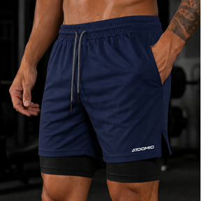 Shorts Bermuda 2 em 1 Com Short Interno Compressão Masculino