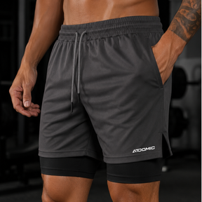 Shorts Bermuda 2 em 1 Com Short Interno Compressão Masculino