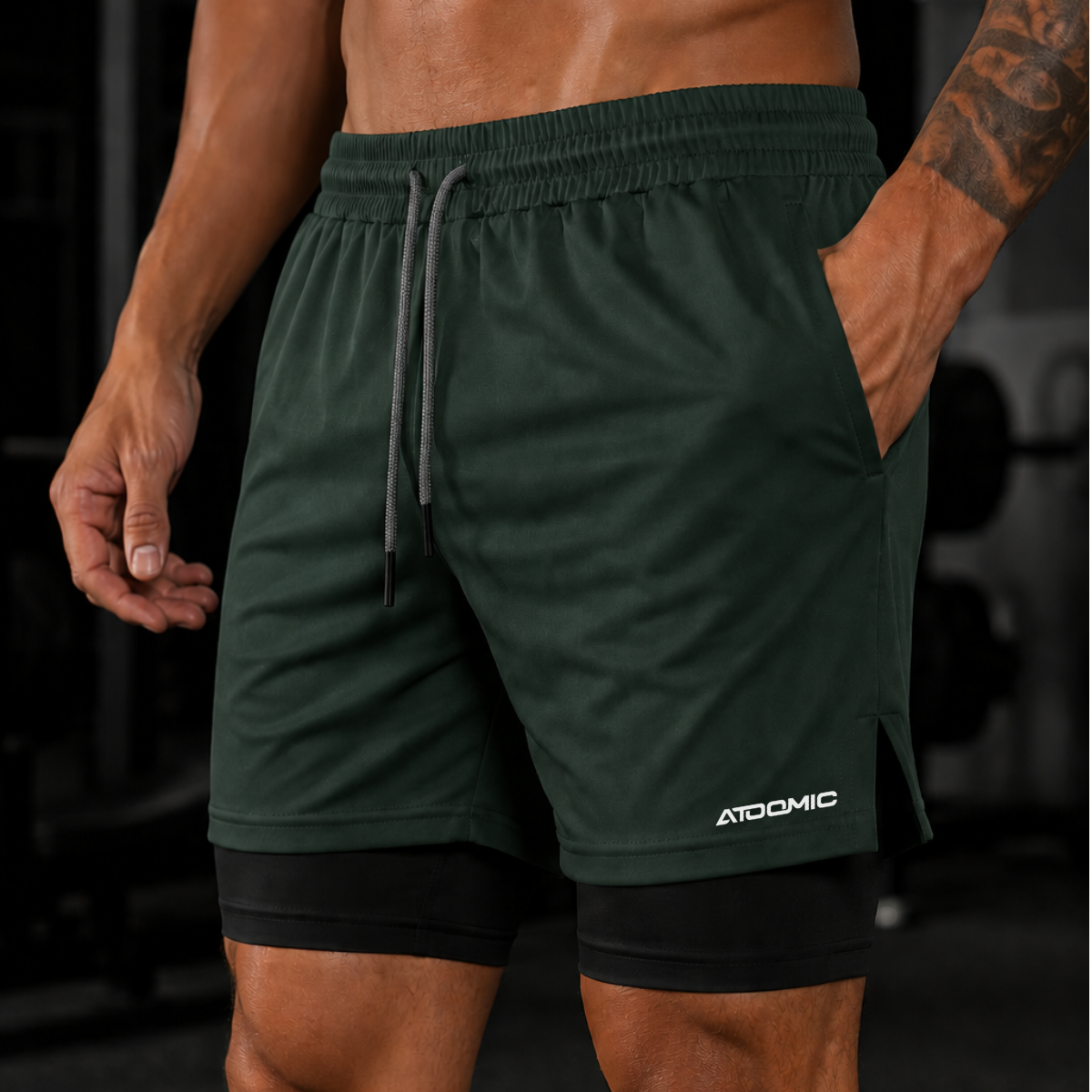 Shorts Bermuda 2 em 1 Com Short Interno Compressão Masculino