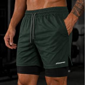Shorts Bermuda 2 em 1 Com Short Interno Compressão Masculino