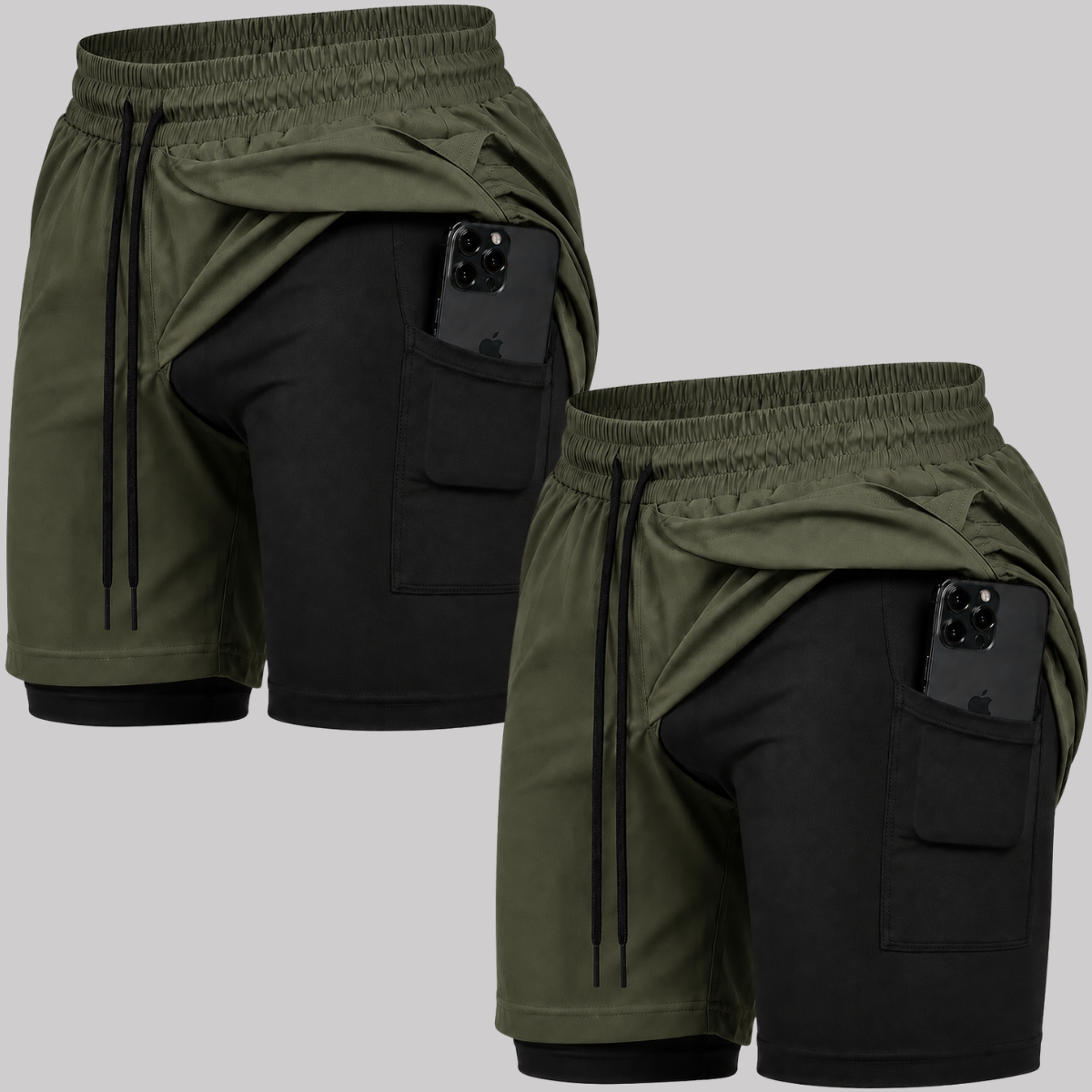 Kit 2 Bermuda 2 em 1 Com Short Interno Térmico Masculino