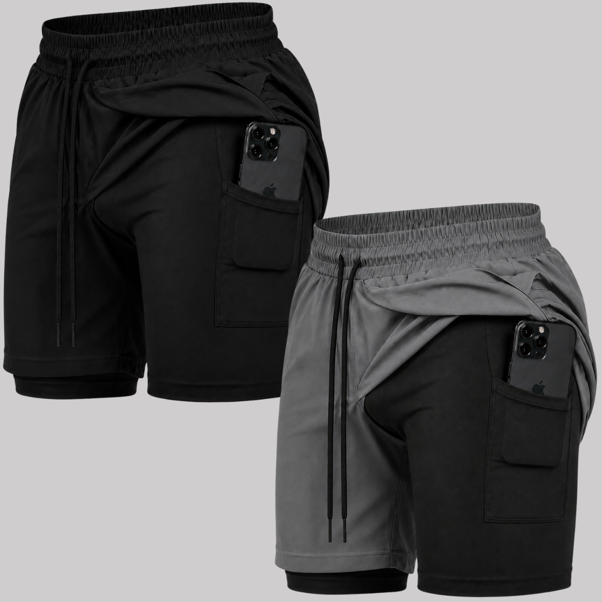 Kit 2 Bermuda 2 em 1 Com Short Interno Térmico Masculino
