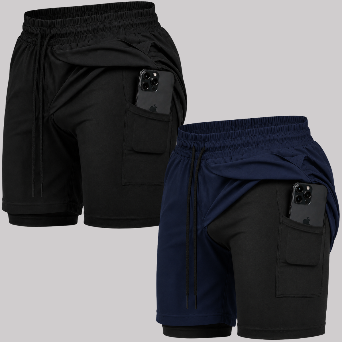Kit 2 Bermuda 2 em 1 Com Short Interno Térmico Masculino