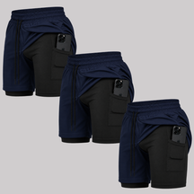 Kit 3 Bermuda 2 em 1 Com Short Interno Térmico Masculino