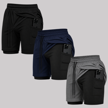 Kit 3 Bermuda 2 em 1 Com Short Interno Térmico Masculino