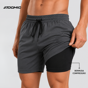 Kit 3 Bermuda 2 em 1 Com Short Interno Térmico Masculino