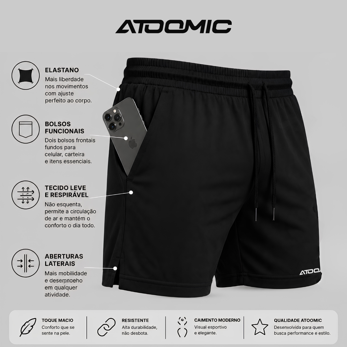 Kit 2 Bermuda Shorts Elastano Premium Treino