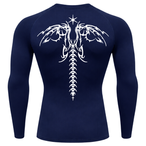 Camiseta Longa Compressão Proteção UV Cyber Tribal Dark Wings Evolution Asas 02 Costas