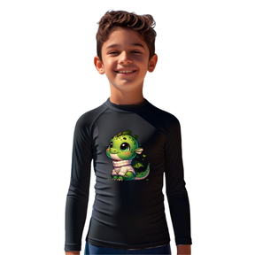 Camiseta Dragão Verde Fofo De Blusa Térmica Juvenil Infantil Proteção Solar Uv 50+ Estampada - 20