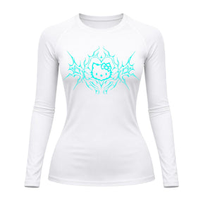 Camiseta Compressão Uv Manga Longa Cyber Tribal Black Heart Hello Kitty Rash Guard